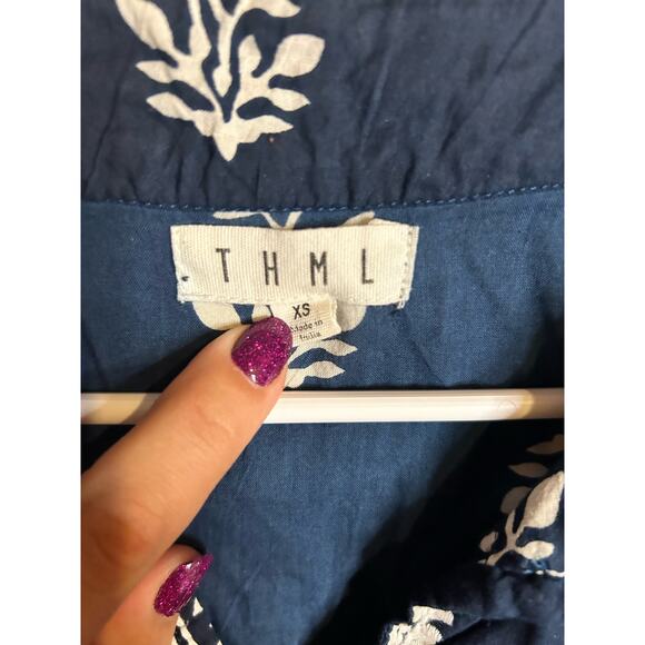 THML Navy & White Aztec Short Sleeved Blouse - Picture 4 of 5